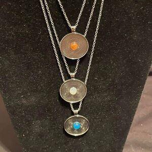Paparazzi Silver Layered Multicolored Disc Pendent Necklace